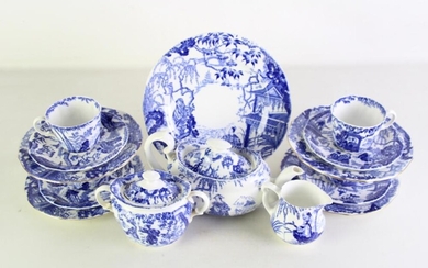 A Blue and White Royal Crown Derby Part Tea Suite (Some Minor Ware)
