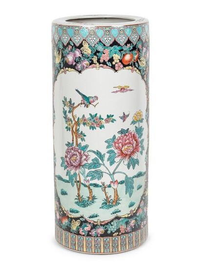 A Chinese Enameled Porcelain Umbrella Stand