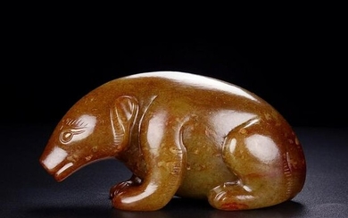 A Chinese Hetian Jade Carved Bear Ornament