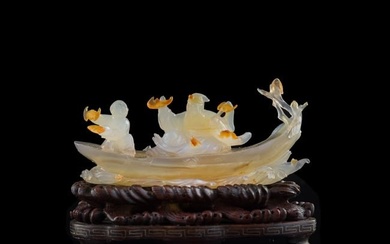 A Chinese carved agate scene, 19th century