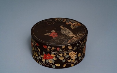 A Chinese carved and inlaid coromandel lacquer box,...