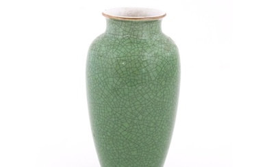 A Chinese vase with a green crackle glaze. Approx. 10 1/4" h...