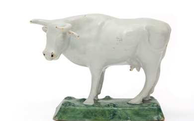 A Delft pottery figure of a cow