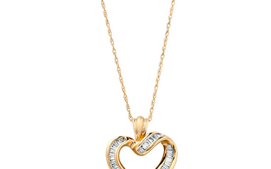A Diamond and Gold Pendant and Chain Necklace