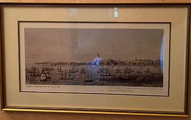 A Framed Print, Singapore Waterfront, From the Sea in 1861