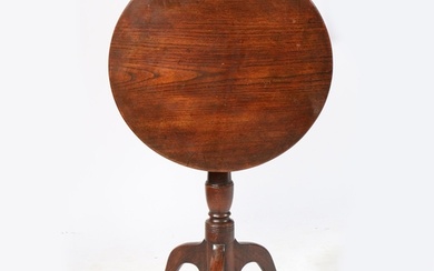 A GEORGE III OAK TRIPOD OCCASIONAL TABLE, WITH ONE-PIECE TOP...