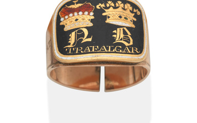 A GOLD AND ENAMEL MOURNING RING FOR LORD NELSON, BY...