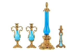 A GROUP OF FOUR 19TH CENTURY AND LATER ORMOLU AND