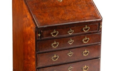 A George II Walnut Slant-Front Desk Height 36 1/2 x