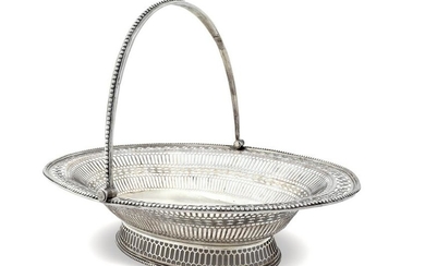 A George III Pierced Silver Cake Basket Height 3 1/2 x