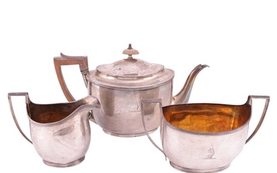 A George III silver matched three-piece tea service, London ...