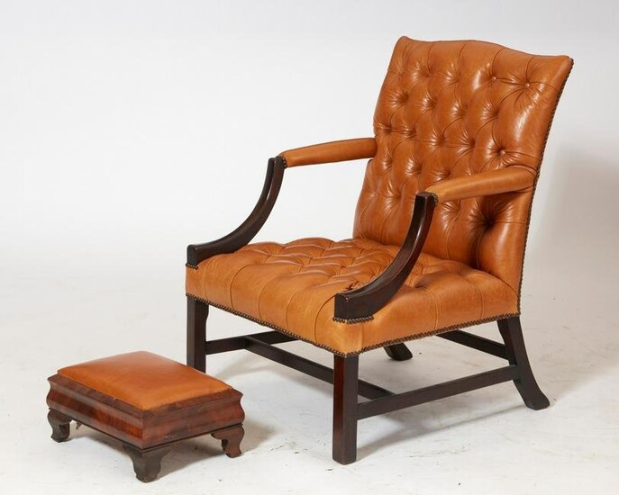 A George III style mahogany library armchair