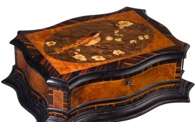 A German or Italian casket with fine marquetry decoration, 19th century