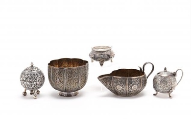 A Group of Exotic Silver Tablewares