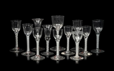 A Group of Twelve English Glass Wine Stems