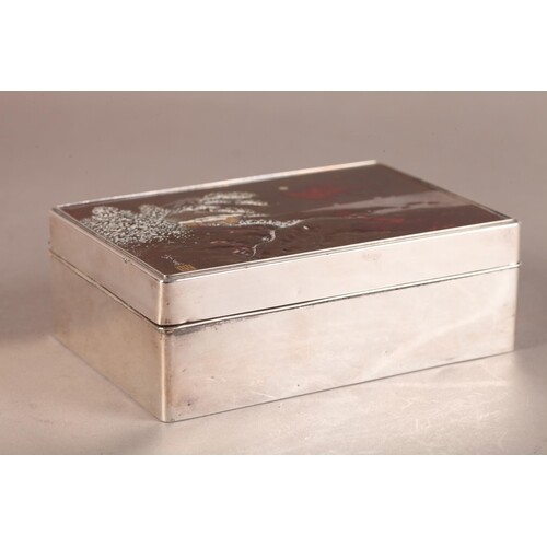 A Japanese silver and bronze box, signed Miyamogo (Shoko mar...