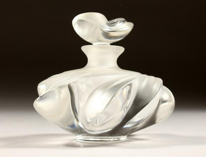 A LALIQUE GLASS SCENT BOTTLE with stopper
