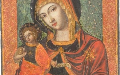 A LARGE ICON SHOWING THE MOTHER OF GOD WITH THE CHRIST