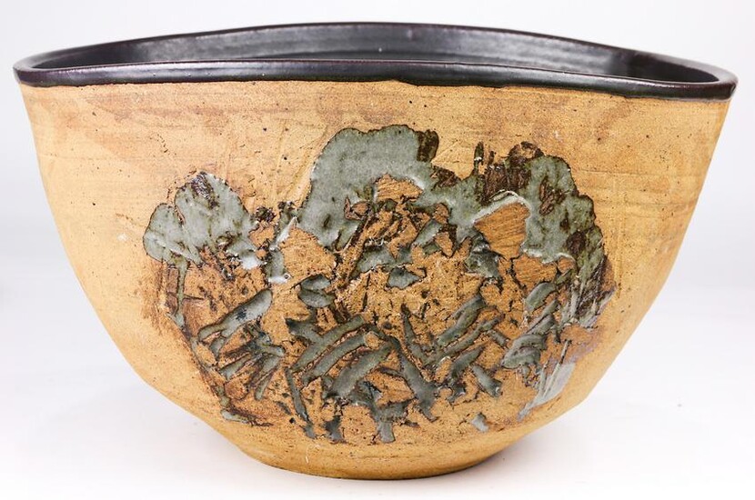 A Larry Shep incised and glazed ceramic vase