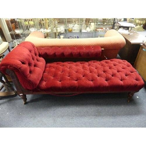A Late Victorian mahogany-framed Chaise Longue, button-back ...