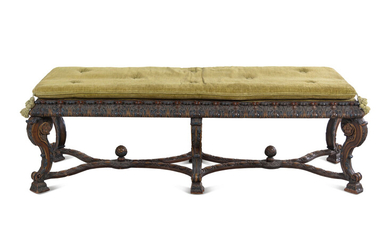 A Louis XIV Style Painted Bench