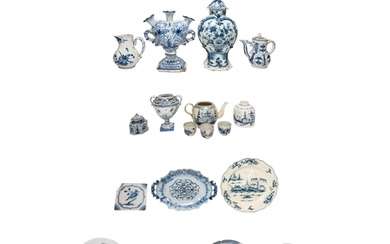 A MIXED GROUP OF DELFT WARES, PREDOMINANTLY 19TH CENTURY, th...
