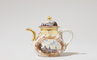 A Meissen porcelain teapot with two early landscape motifs