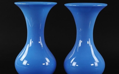 A Pair of Blue Opaline Vases.