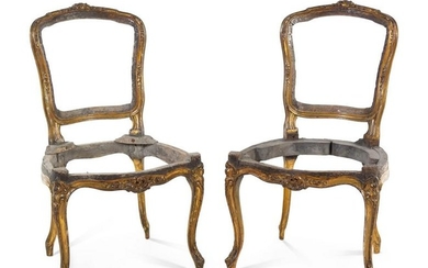 A Pair of Louis XV Giltwood Side Chairs