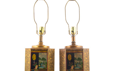A Pair of Victorian Style Tea Tin Lamps