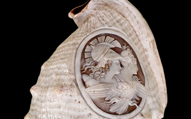 A RELIEF CARVED CAMEO CONCH SHELLA EARLY 19TH CENTURY