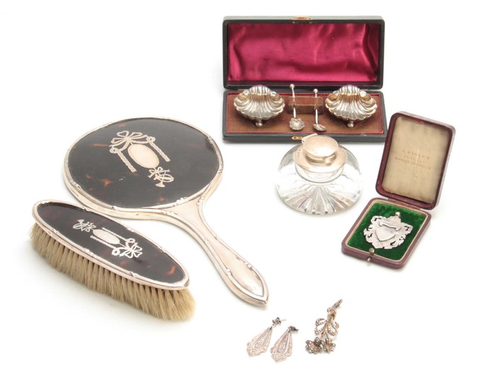 A SELECTION OF SILVER ITEMS INCLUDING a Dressing table Mirro...