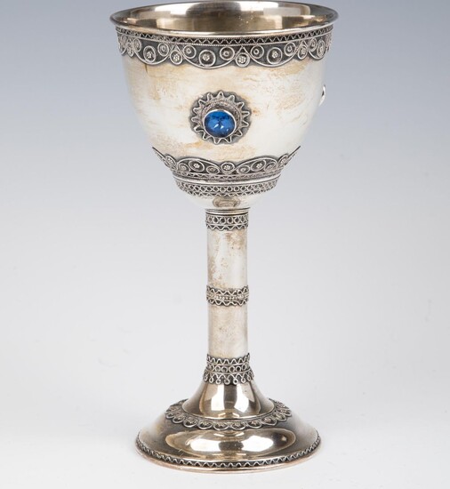 A STERLING SILVER KIDDUSH GOBLET BY STANETSKY. Israel