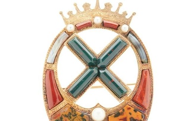 A Scottish harstone brooch, circa 1870s