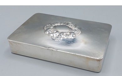 A Sterling silver box by Georg Jensen, the hinged cover with...