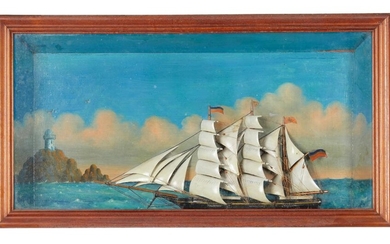 A VICTORIAN CLIPPER SHIP DIORAMA IN A CASE