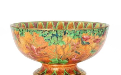 A Wedgwood 'Argus Pheasant', Fairyland lustre pedestal bowl