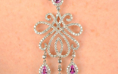 A brilliant-cut diamond and pink sapphire necklace.