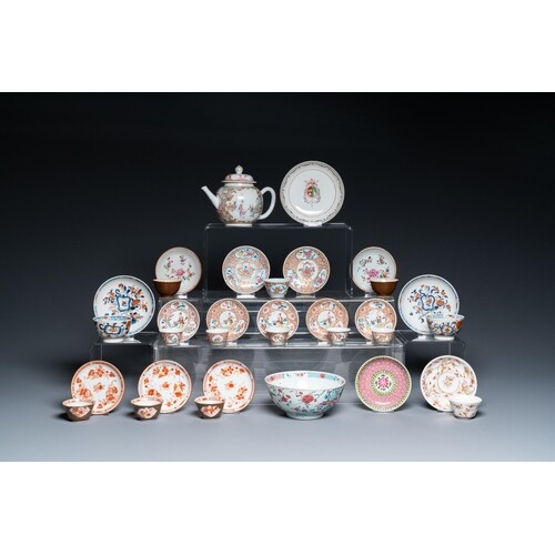 A collection of Chinese famille rose tea wares, Yongzheng/Qi...