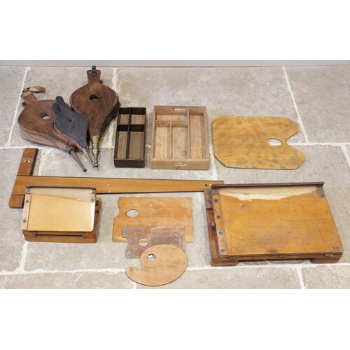 A collection of artists palettes, early 20th century, two wo...