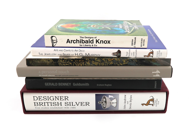 A collection of reference books on modern silver