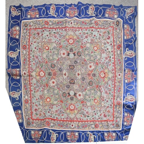 A fine quality Oriental hand embroidered crewelwork table co...