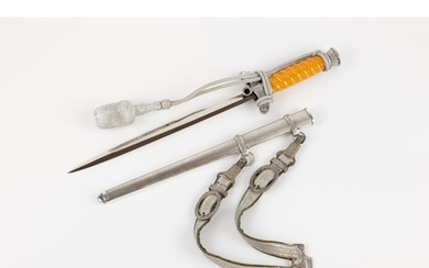 A good Third Reich Army officer's silver plated dagger, by C...