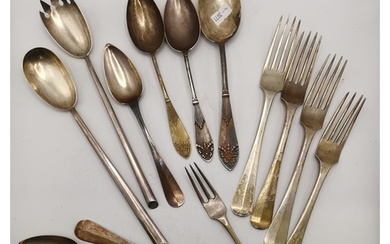 A group of 19th Century Dutch silver flatware comprising a t...