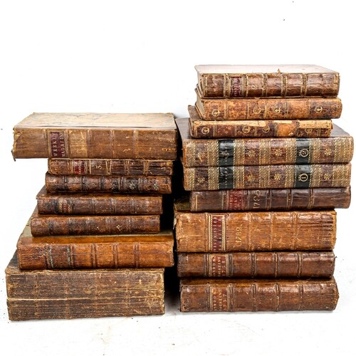 A group of leather-bound Antiquarian books, including 18th c...