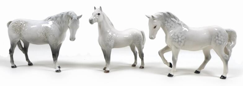 A group of three Beswick horses, including 'Mare (Facing...