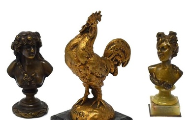 A grouping of three small antique French bronzes
