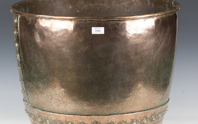 A large 19th century copper copper of studded construction, height 44cm, diameter 58cm.