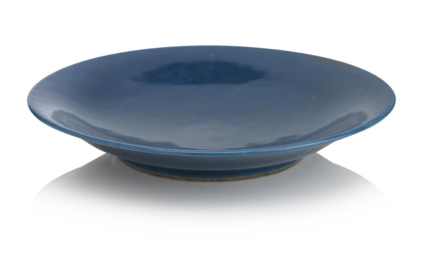 A large powder blue saucer dish