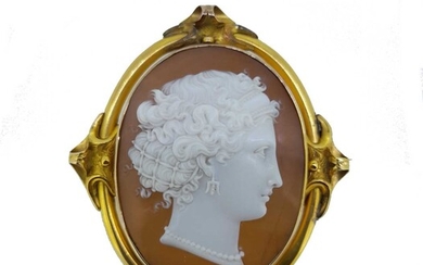 A large shell cameo brooch